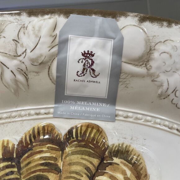 Turkey Platter Rustic Melamine Serving Thanksgiving 18.5 x 14.25” Rachel Ashwell - Picture 2 of 8